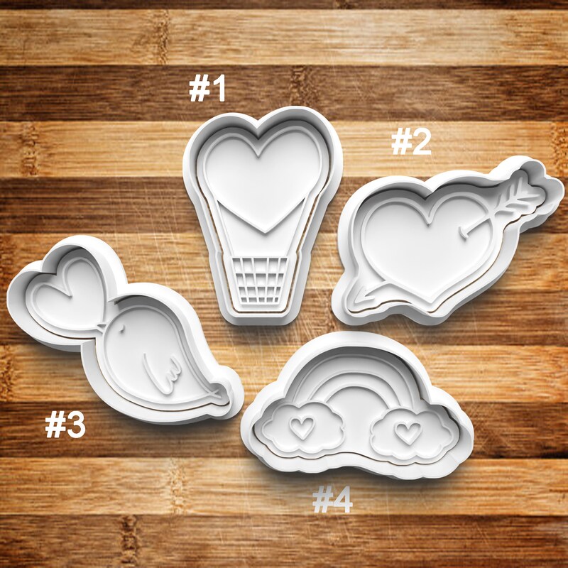 Valentine's Day Cookie Cutter | Cookie Stamp | Cookie Embosser | Cookie Fondant | Clay Stamp | Clay Earring Cutter | 3D Printed | Hearts